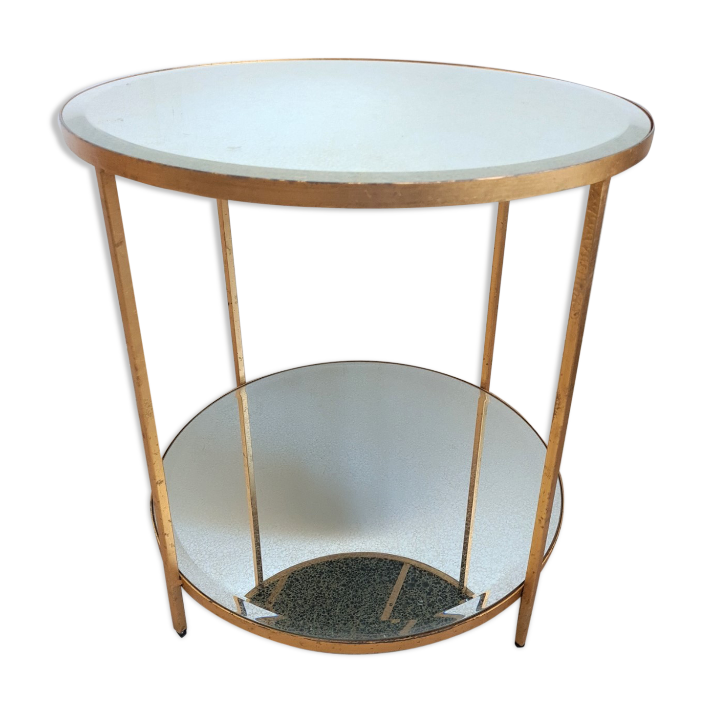 Old mirror pedestal table