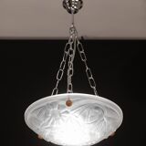 Art Deco Top Quality Pendant Light Floral decorations, Signed Degué
