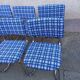 Vintage chrome cantilever chairs with blue checkered upholstery, 1970s, set of 10