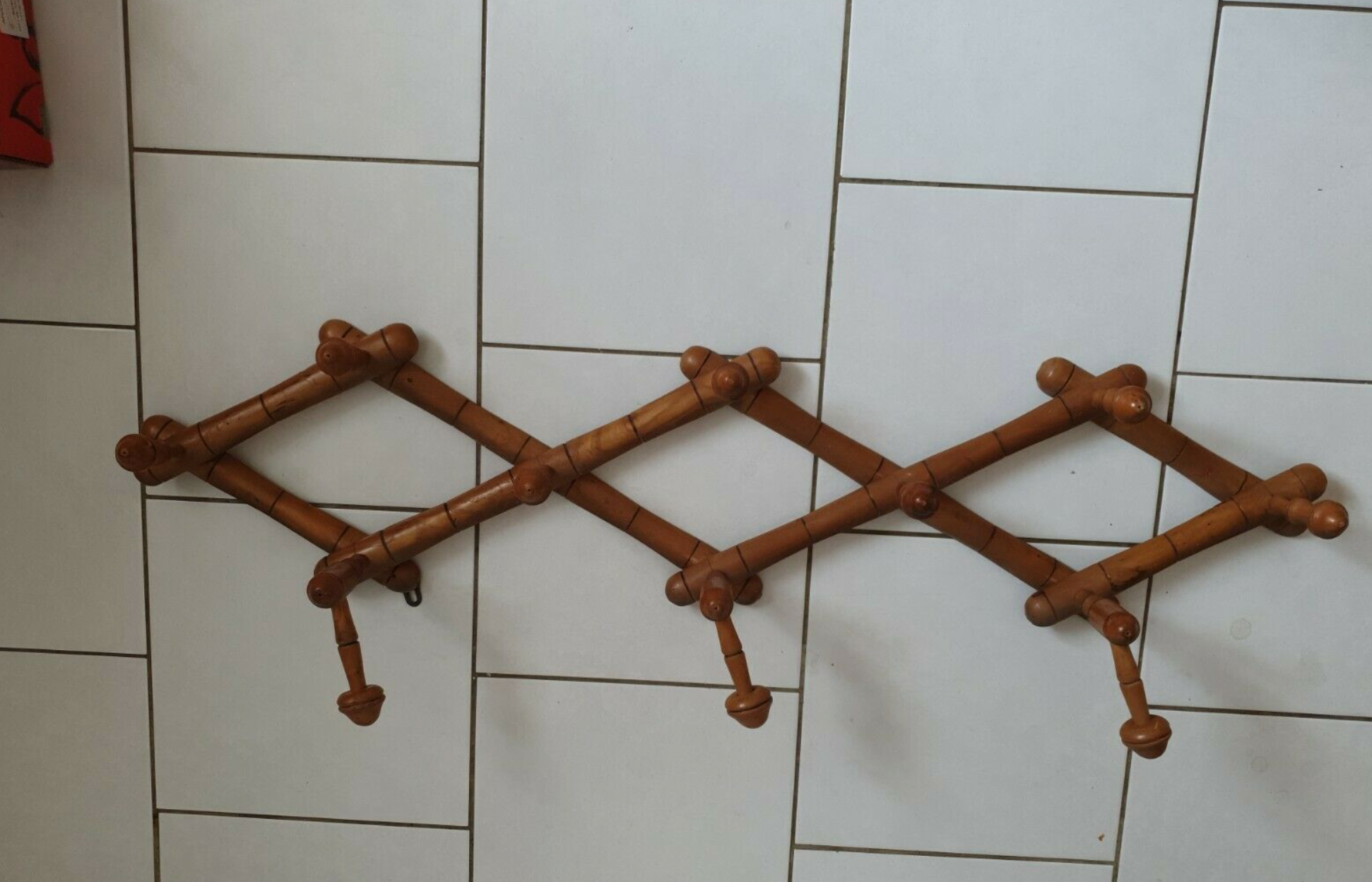 Vintage wooden accordion coat rack 10 hooks