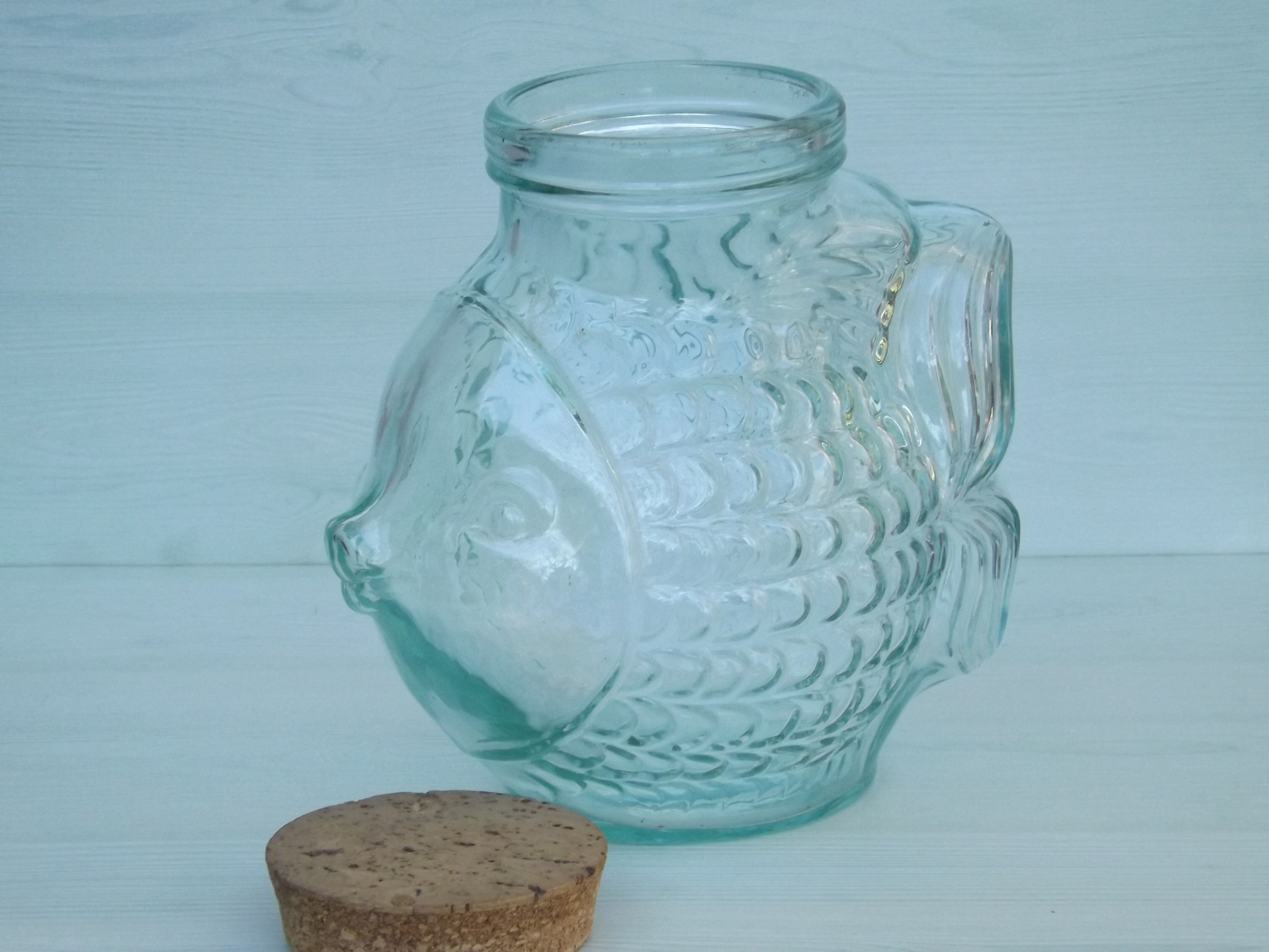 Vintage fish jar with cork from the brand SVE made in Italy