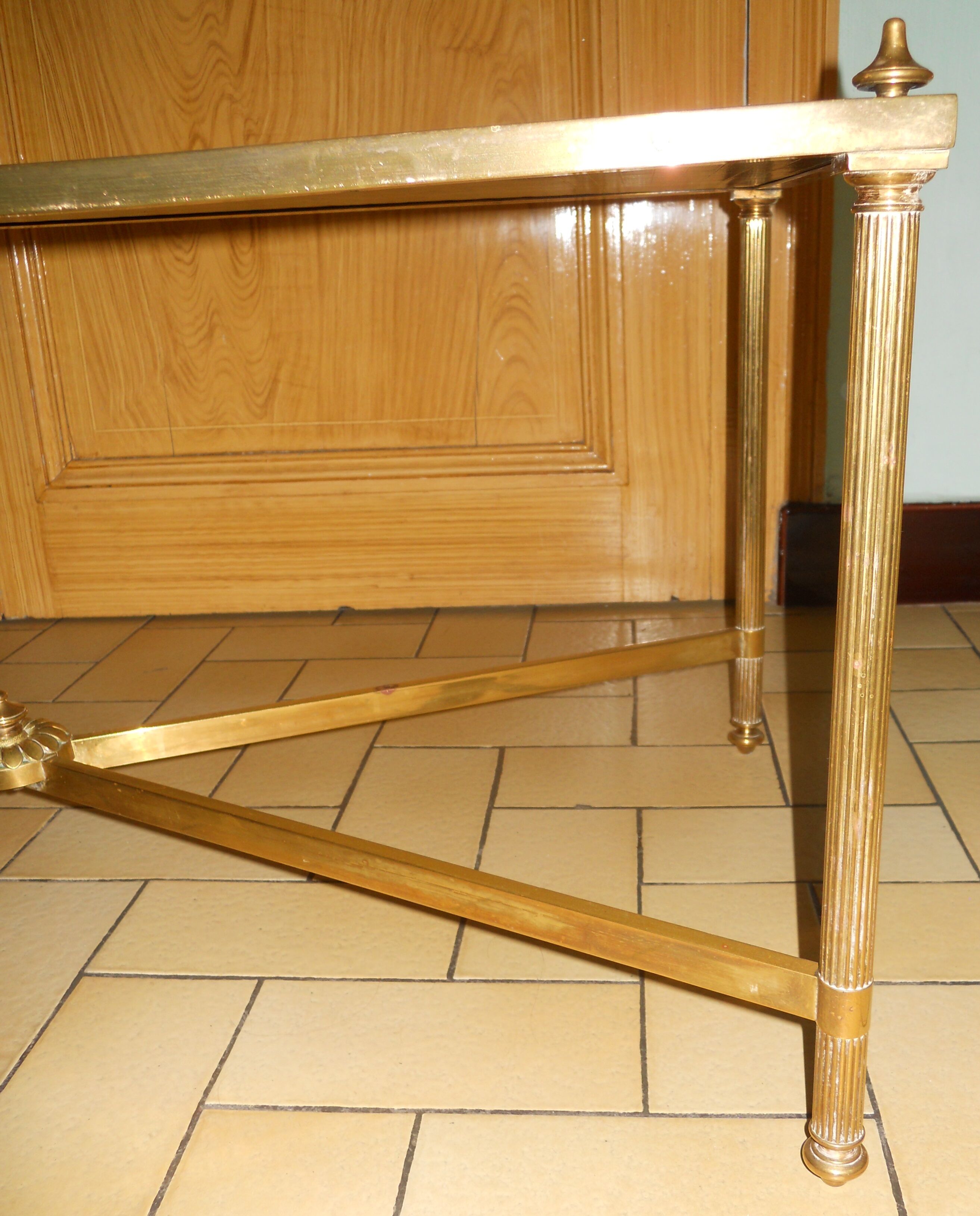 Bronze coffee table and black glass