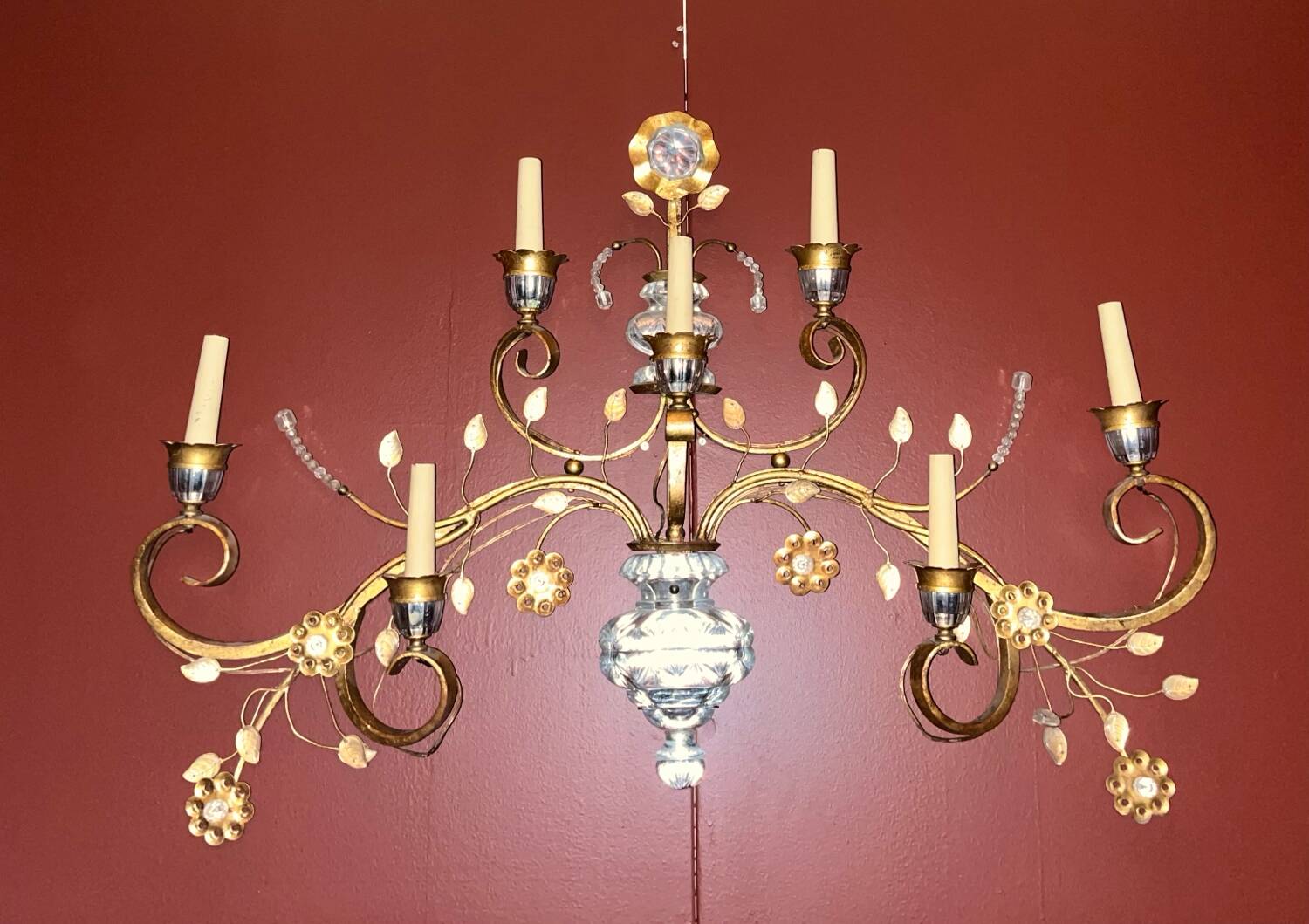 Large seven-light wall light, attributed to Maison Baguès