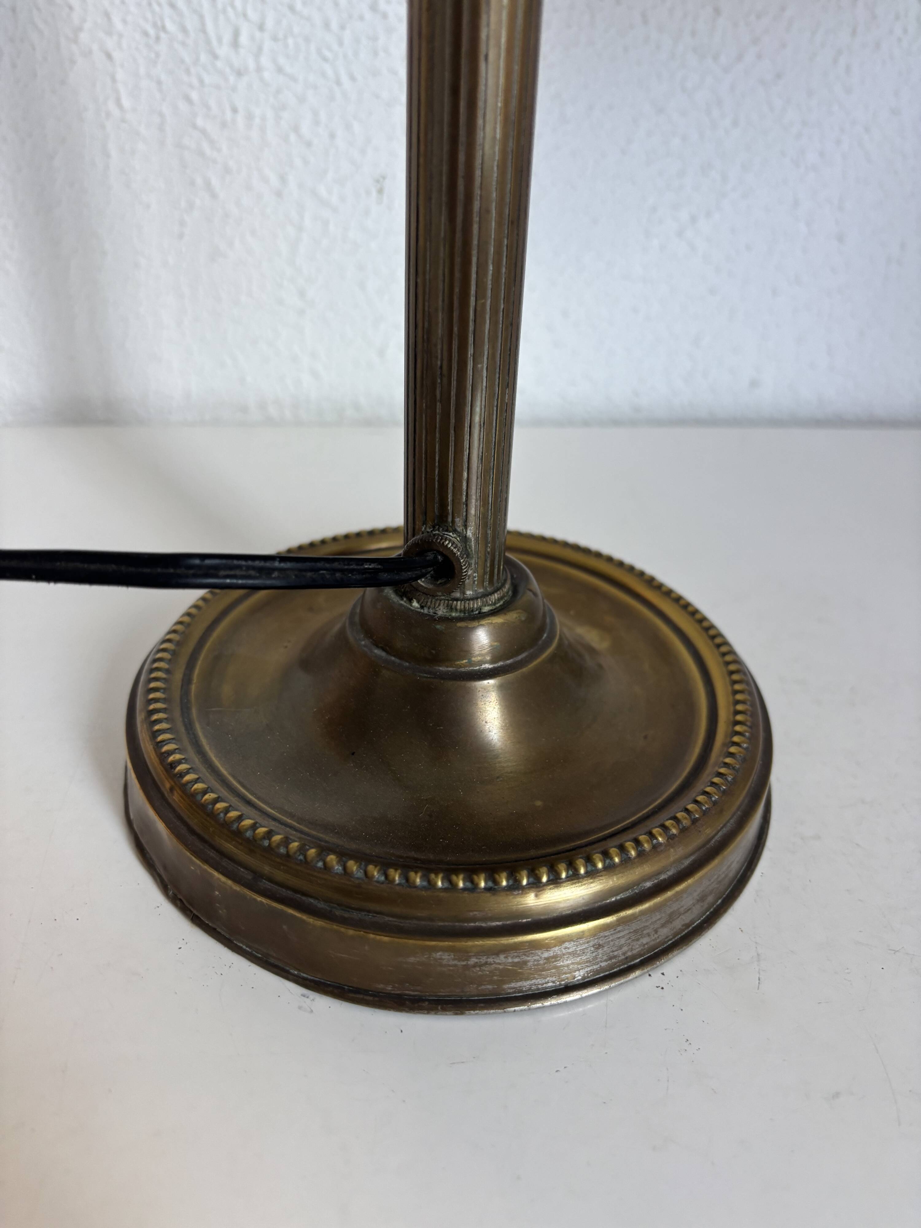 Vintage 1900 Clichy glass paste lamp, brass workshop desk - 60 cm