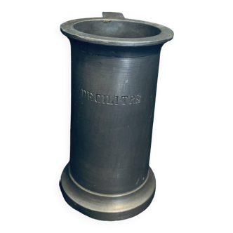 Deciliter cup punched pewter measuring engraved old vintage