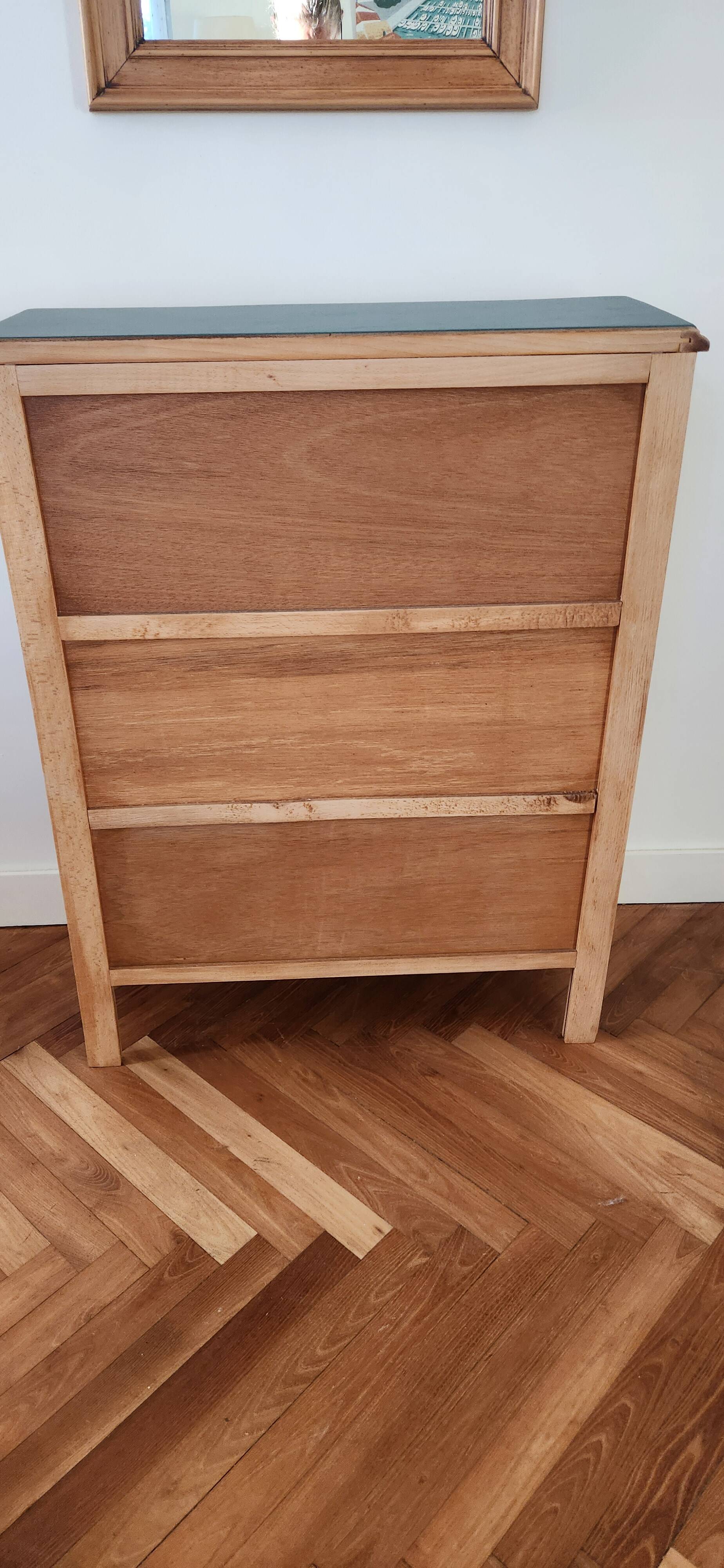 Renovated green cedar wood bookshelf