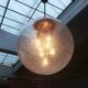 Large glass and brass planet ball pendant lamp from the mid-century German space age, 1960s.