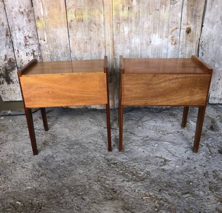 Pair of scandinavian vintage wood bedside tables