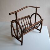 Vintage rattan magazine holder
