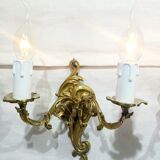 Pair of 2-light bronze wall lights, St. Louis XV