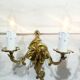 Pair of 2-light bronze wall lights, St. Louis XV