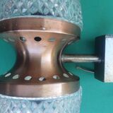 Vintage brass wall sconce with two glass globes