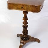 Anitque Side/Sewing Table On Column Made In Mahogany From 1890s