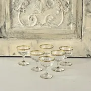 Liqueur Glasses, Vintage French Set of 6 – Gold Rimmed Stemware
