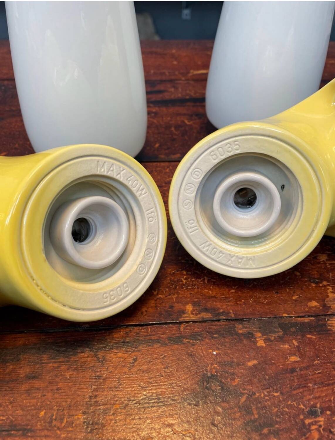 Vintage Bathroom Lamps in Ceramic by Ifö of Sweden with Opaline Shades from the 1960s