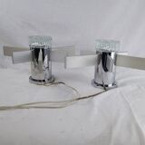 Pair of vintage Italian chrome and glass wall lights, 1960s Sciolari.