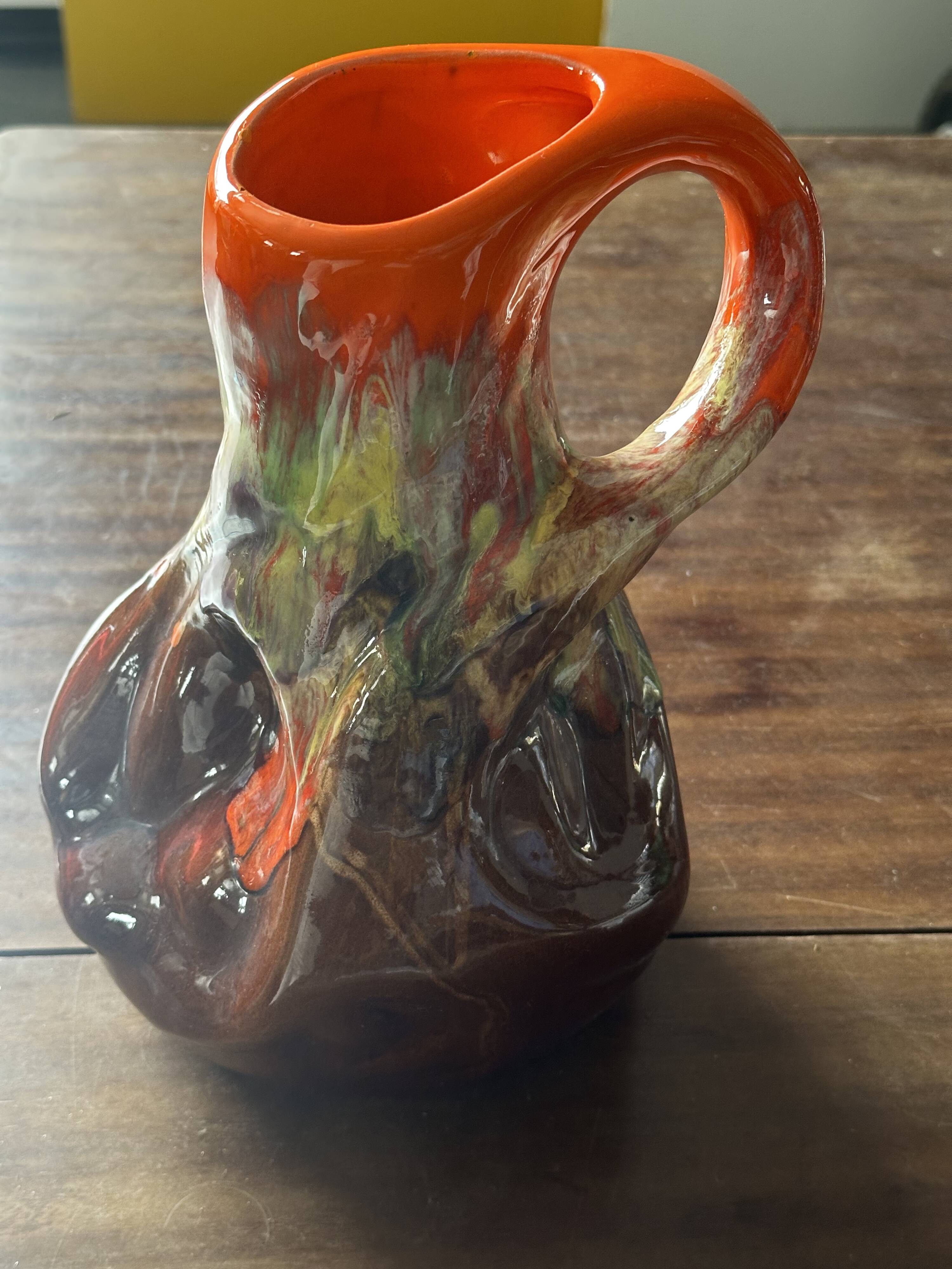 Vintage Vallauris Glazed Ceramic Pitcher, 30 cm High