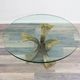 Glass coffee table, 80s design, Luciano Frigerio. Brutalist design