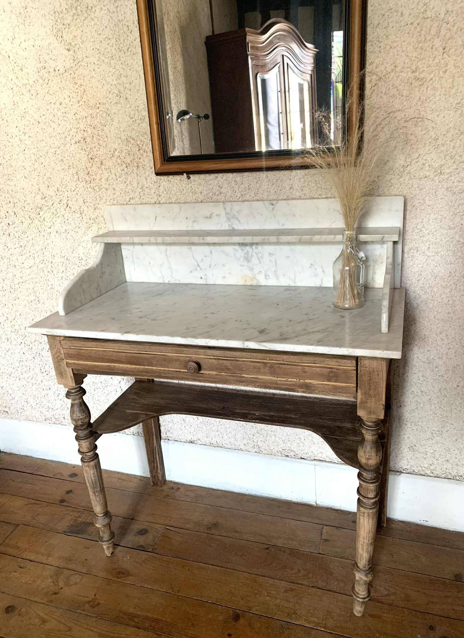 Antique dressing table with white marble top