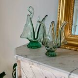 Pair of vintage blown glass candlesticks