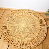 Round mirror 30cm wicker 1960