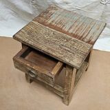 Small teak stool with 1 drawer
