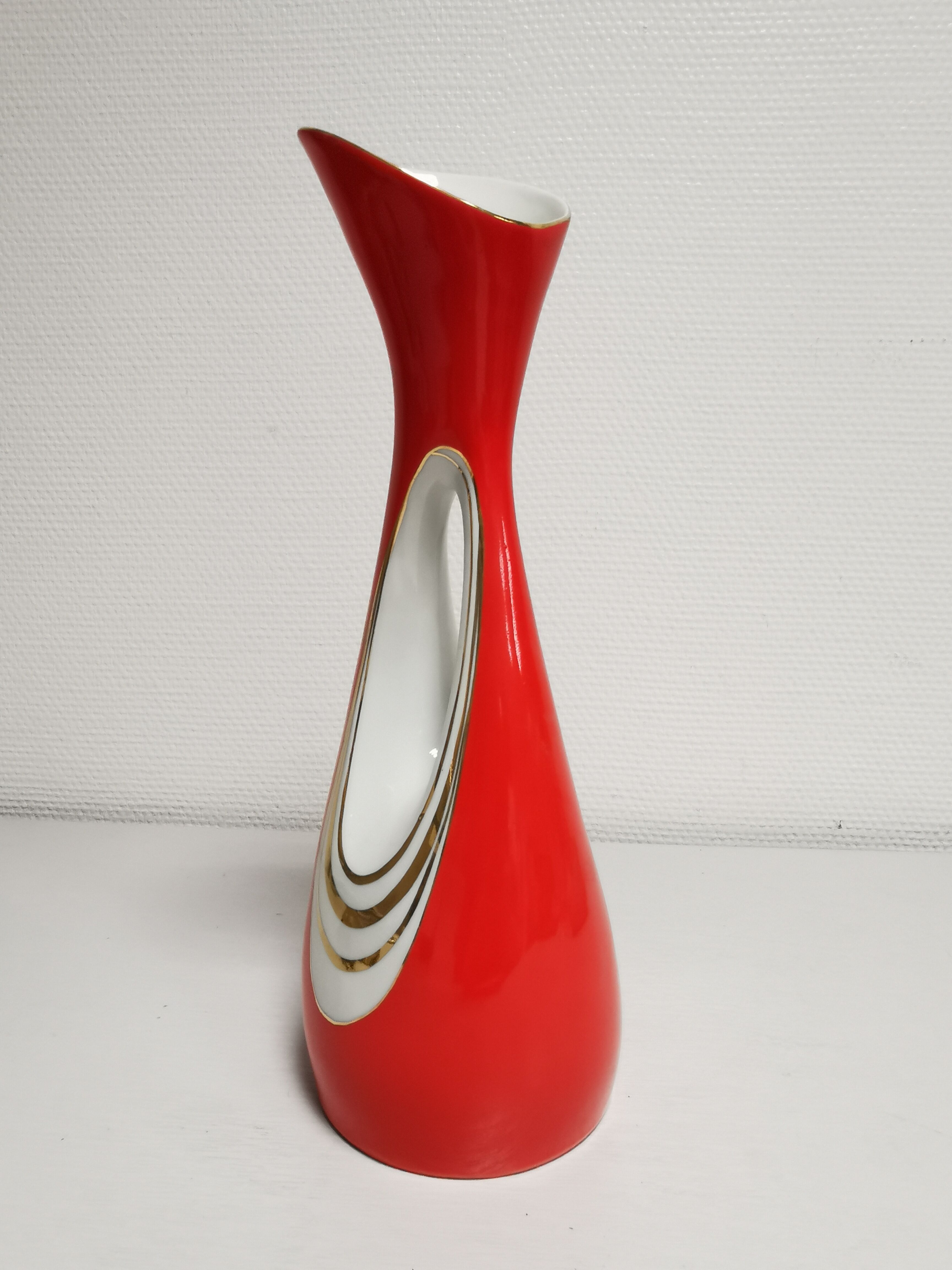Pitcher / pourer, porcelain signed decanter