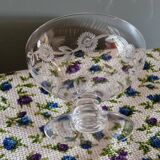 3 Art Deco Champagne Coupes in Engraved Crystal with Daisies