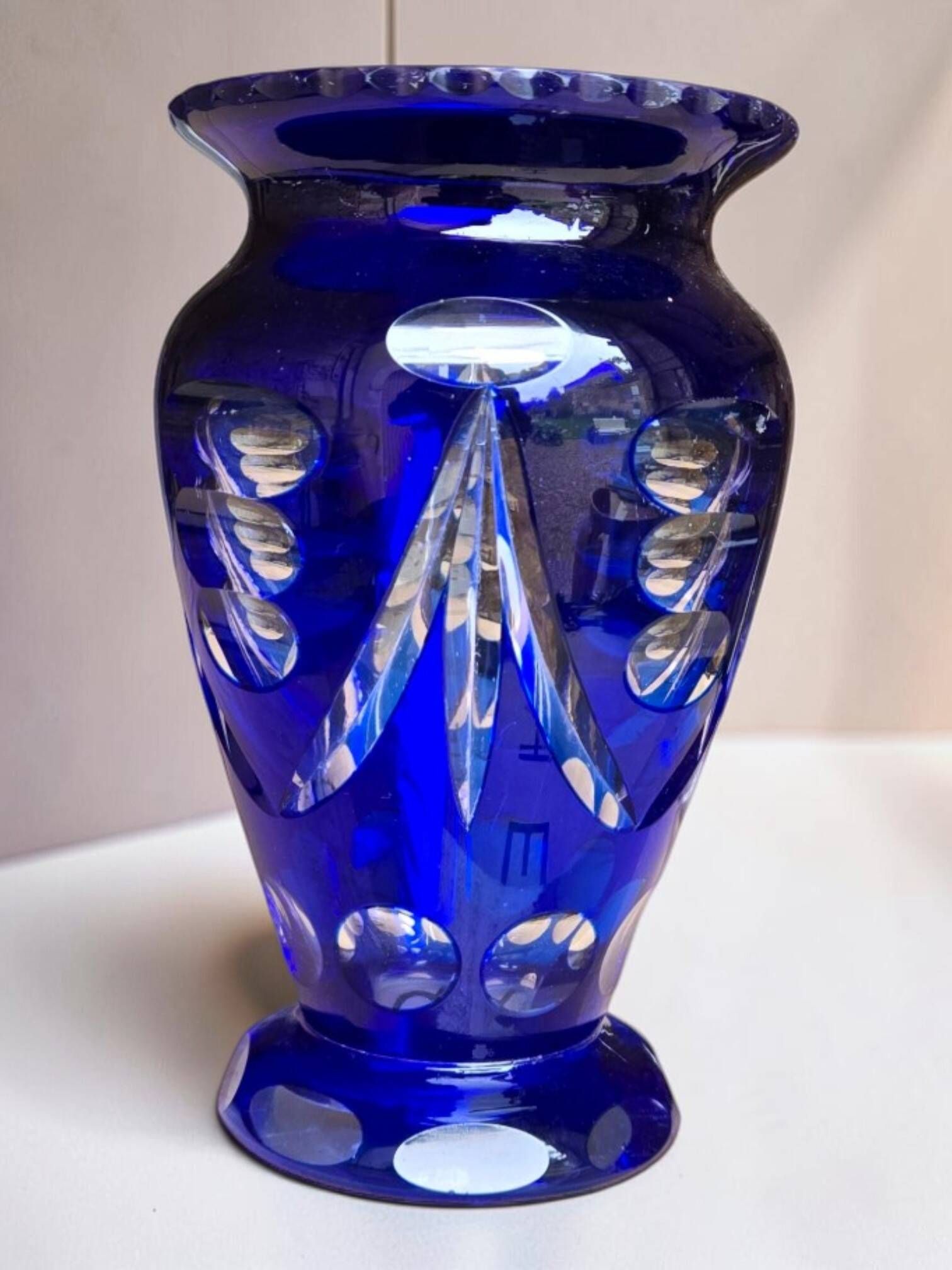 Cobalt blue crystal vase, Czechoslovakia