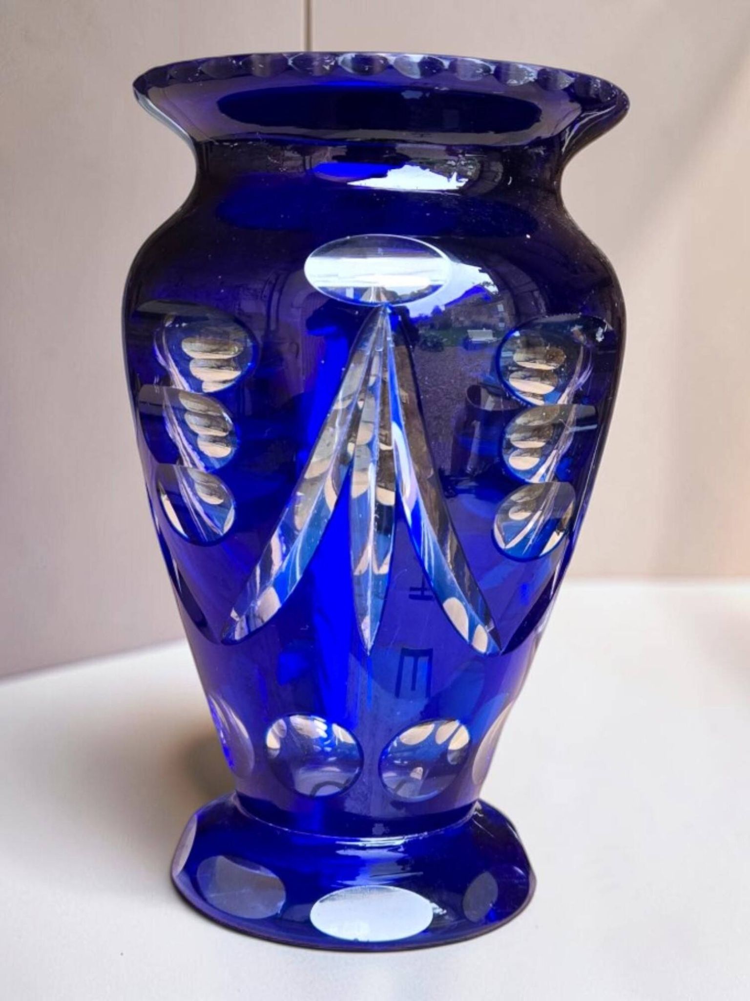 Vase en cristal bleu de Cobalt, Tchécoslovaquie