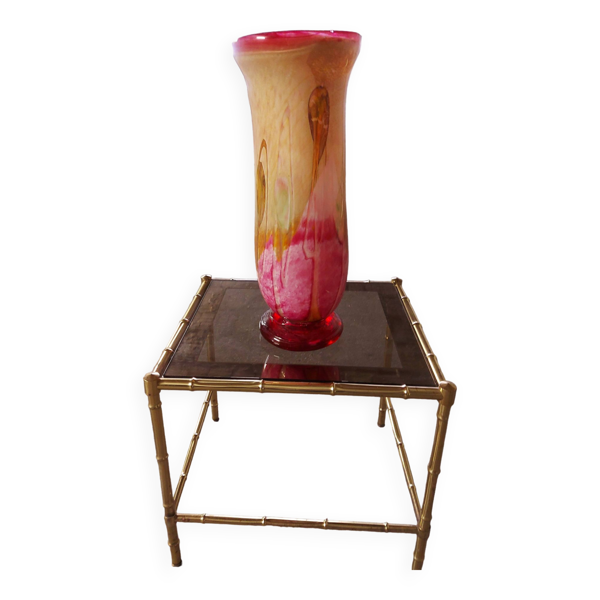 LARGE BIOT BLOWN GLASS VASE, SABA FRERES