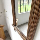 Pair of large vintage bamboo mirrors, 1970s