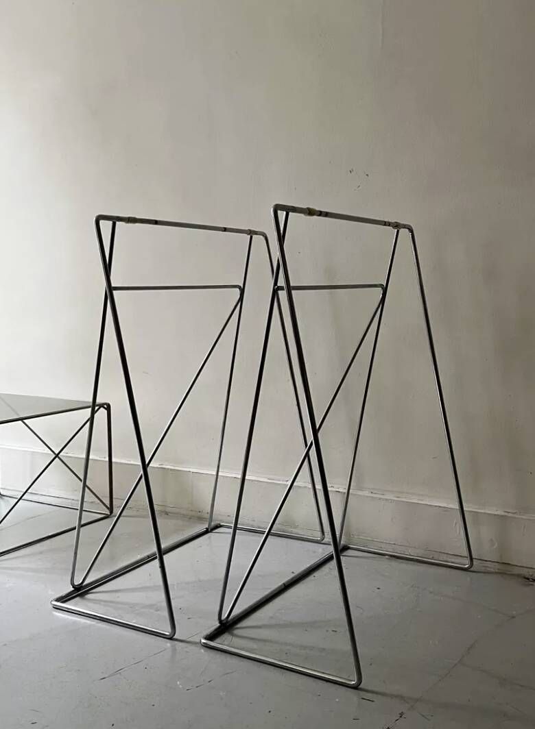 Large smoked glass and chrome metal desk, Sauze design 1970.