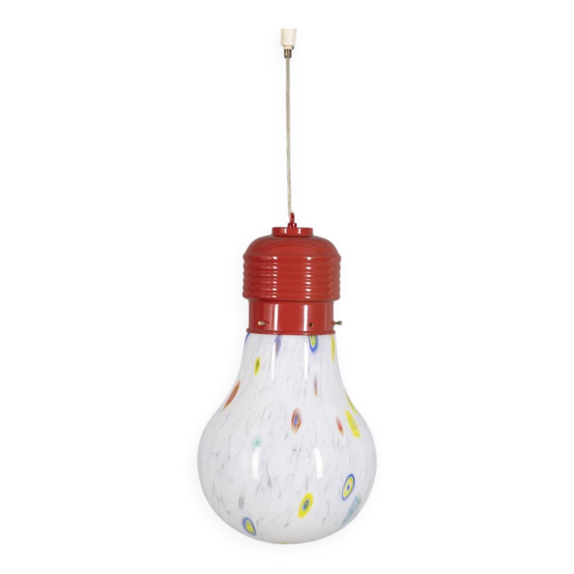 Chandelier italien vintage avec ampoule en verre décorée, années 1980