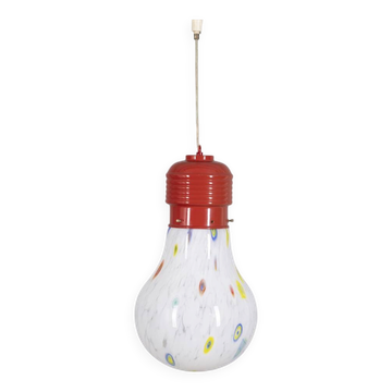 Vintage Italian Chandelier with Decorated Glass Bulb, 1980s