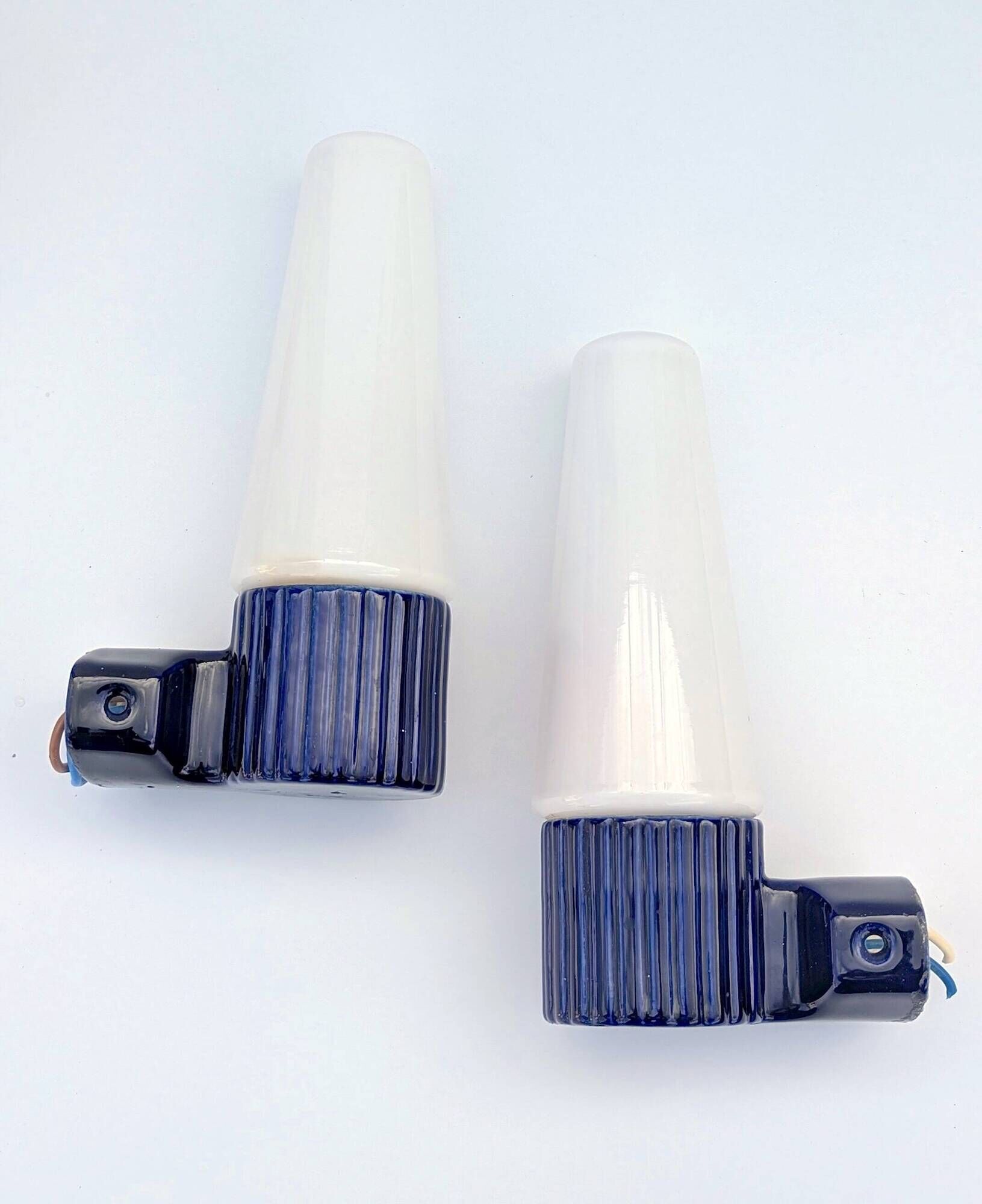 Pair of blue ceramic wall lights by Hans-Agne Jakobsson