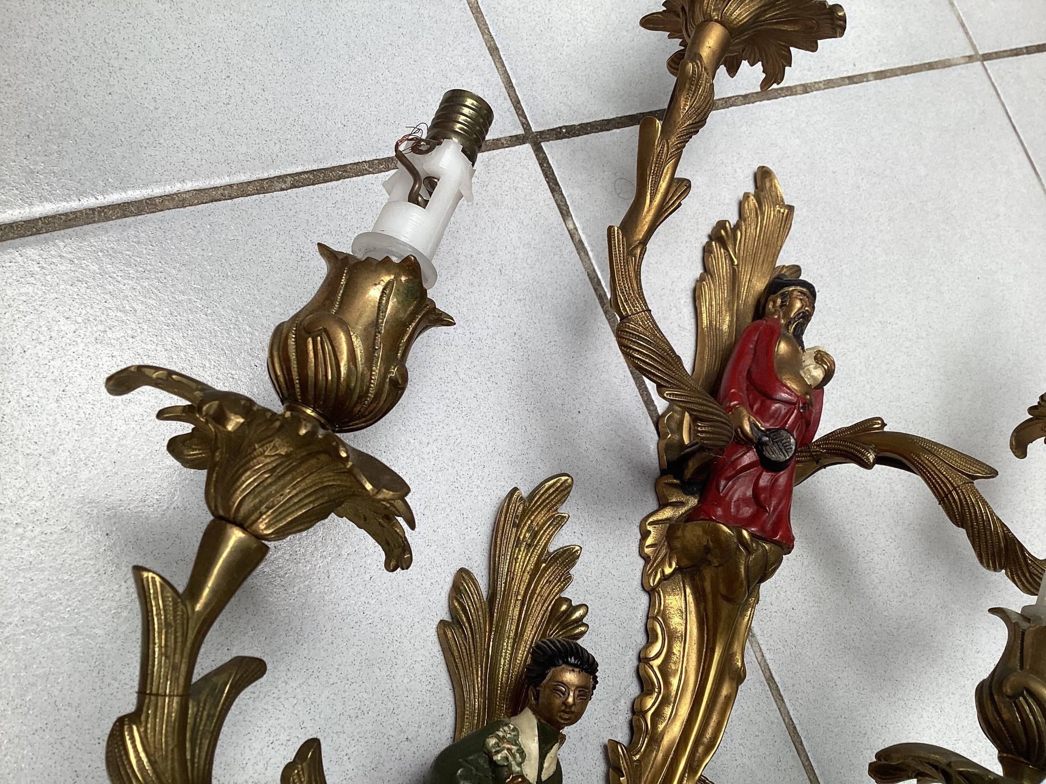 Paire d’applique au chinois en bronze 19ème