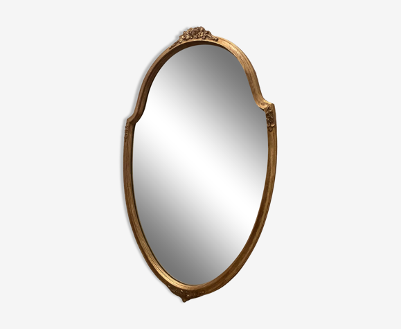 Miroir doré glace biseautée, 66x43 cm