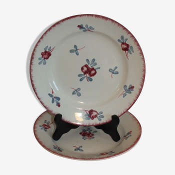 Duo d'assiettes plates Sarreguemines service Danube