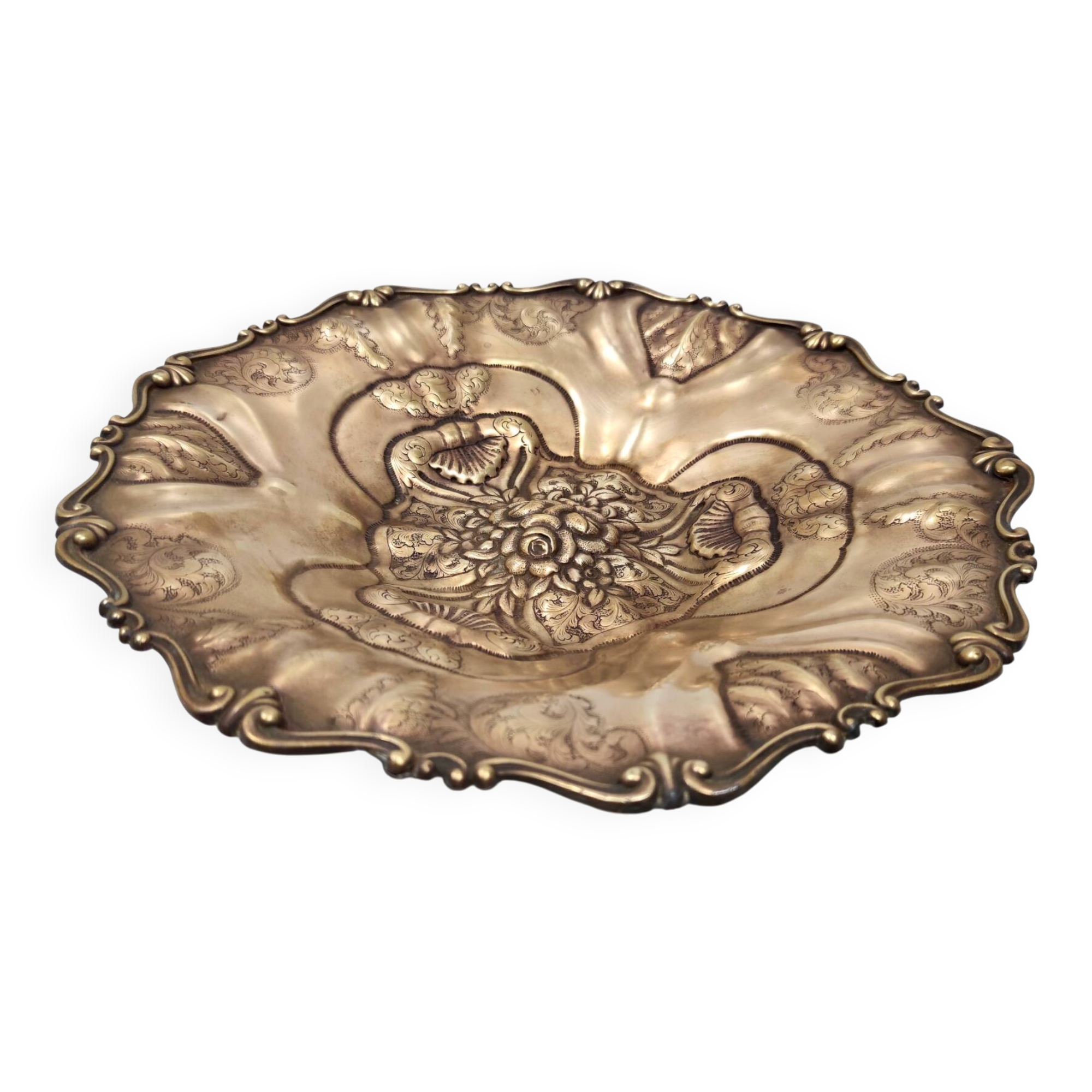 Chiseled and Embossed Cast Bronze Centerpiece / Bowl, Italy