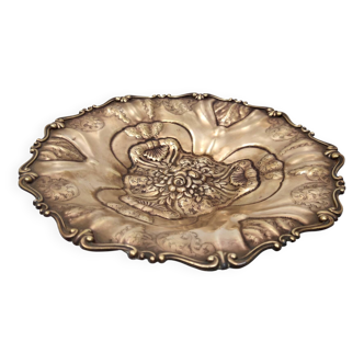 Centre de table/bol en bronze coulé ciselé et gaufré, Italie