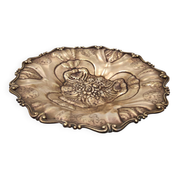 Centre de table/bol en bronze coulé ciselé et gaufré, Italie