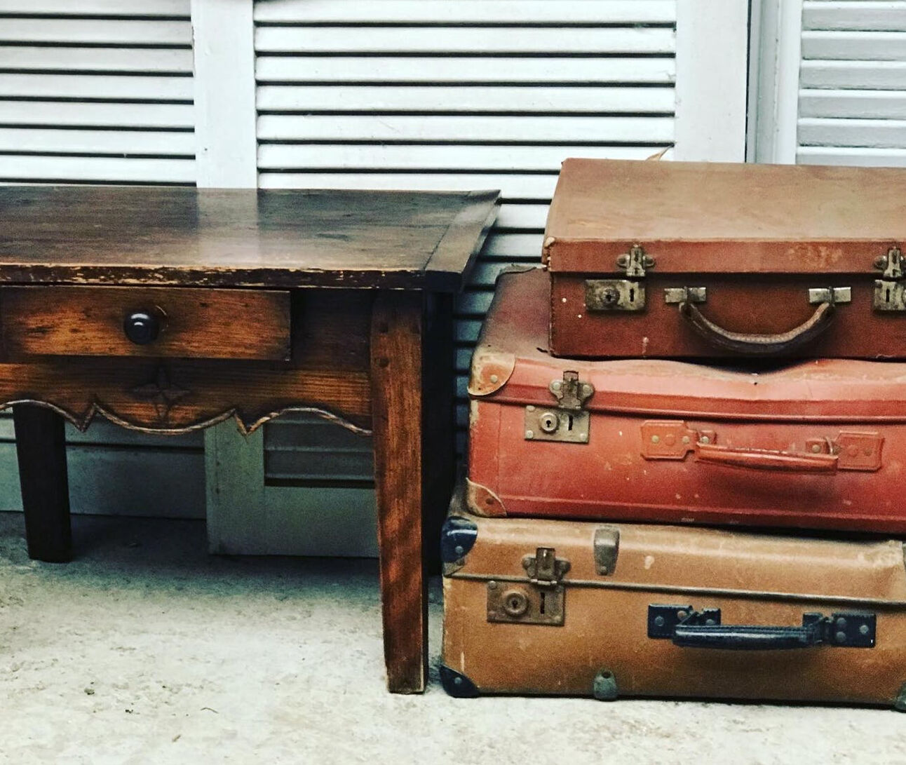 Old coffee table in chestnut