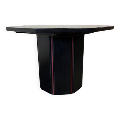 Table octogonale vintage en bois noir - pliable