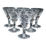 Series of 6 glasses with flared head in cut crystal