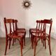 Set of 6 vintage 70s curved varnished wood bistro chairs
