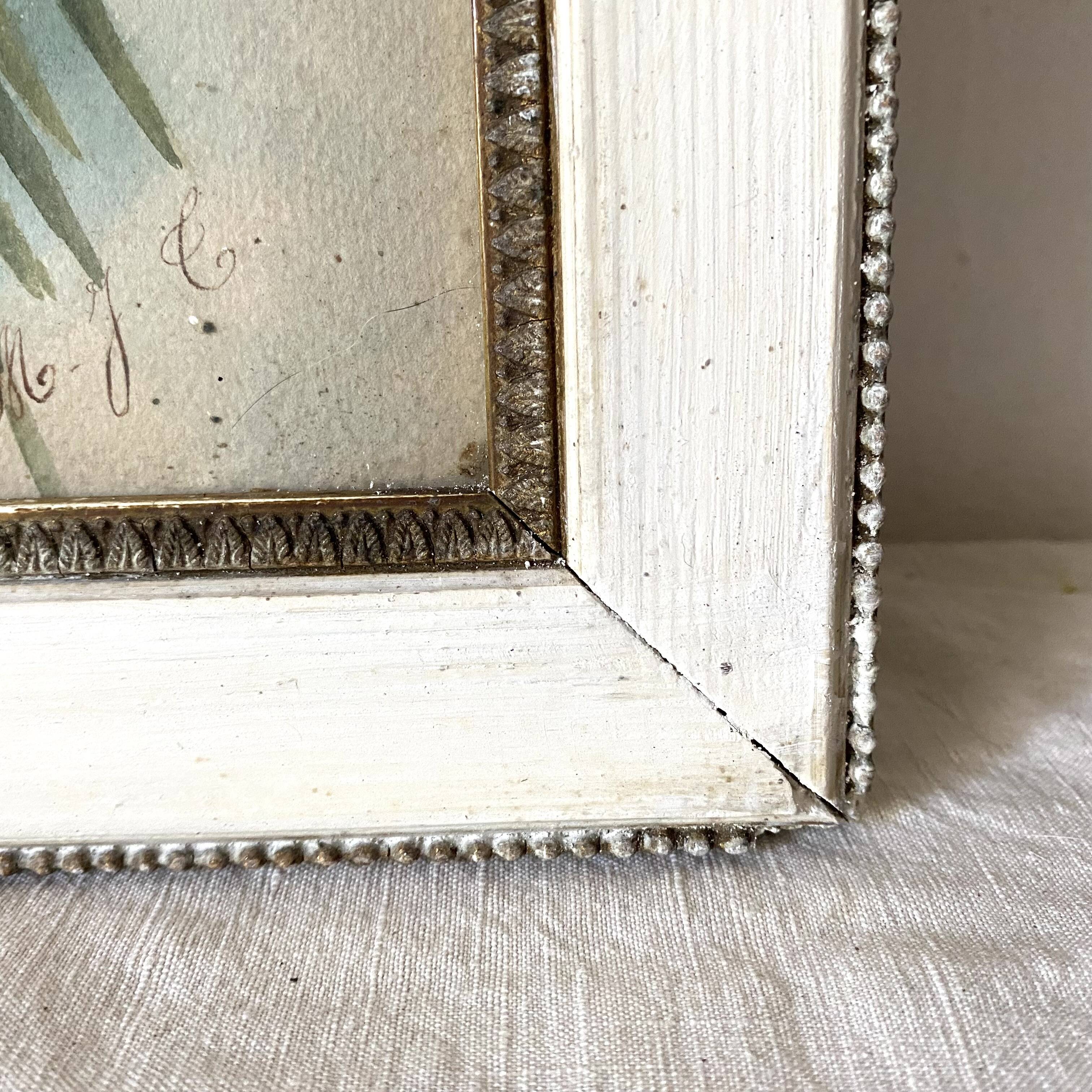 Triptych of old watercolors, flowers, 19th century