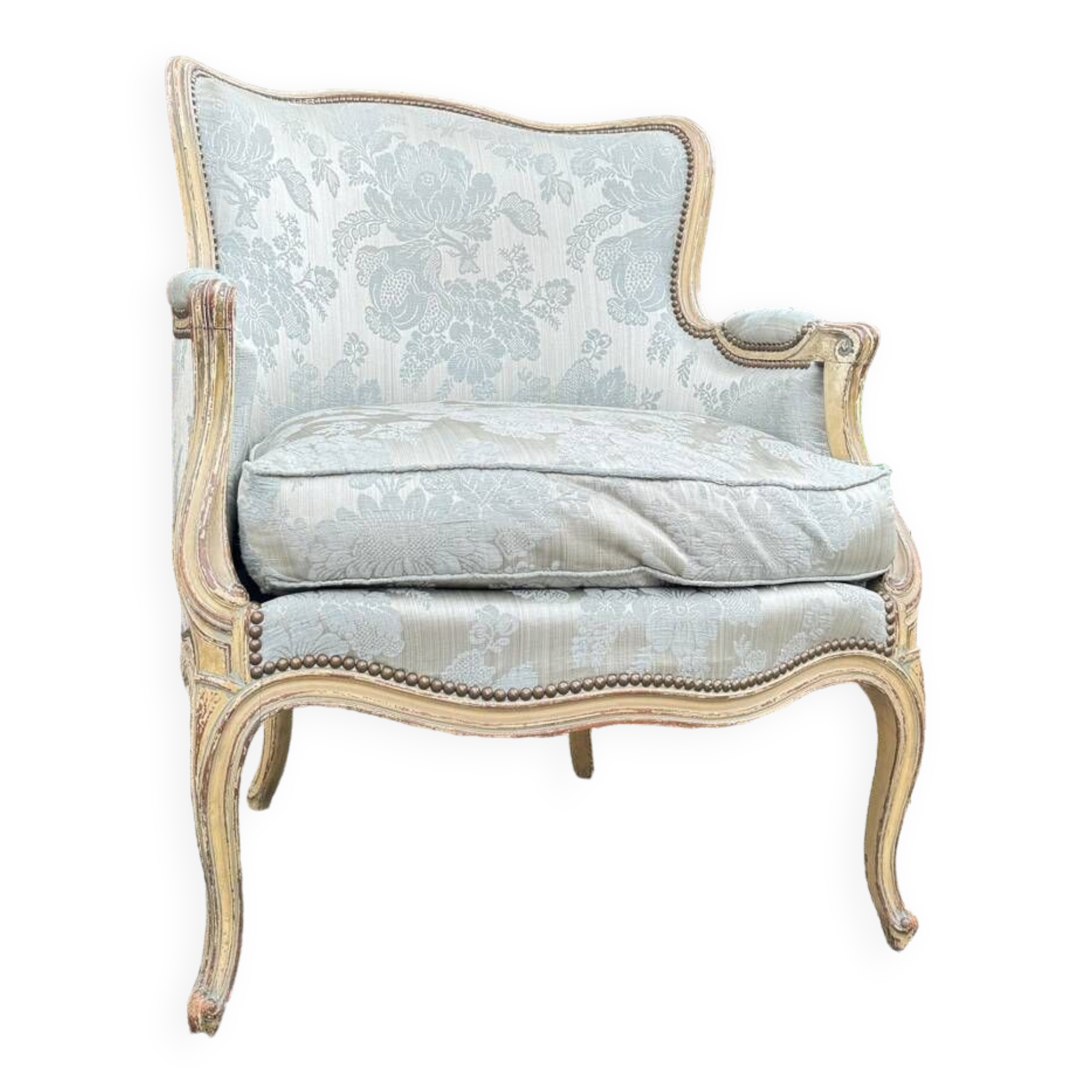 Large bergère in lacquered wood louis xv style xix eme century