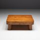 Brutalist pine low coffee table, France, 1960s