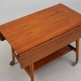 Hans Wegner Side Table / Desk with Wheels for Andreas Tuck – Oak and Teak, 1950s Danish Design
